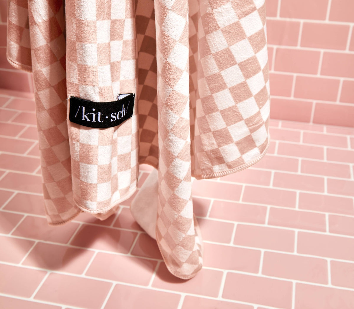 Kitsch Extra Large Quick-Dry Hair Towel Wrap - Terracotta Checker - Bare Face Beauty
