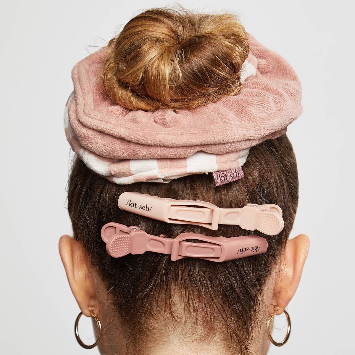 Kitsch Microfibre Quick-Dry Towel Scrunchie 2PC- Terracotta Checker - Bare Face Beauty