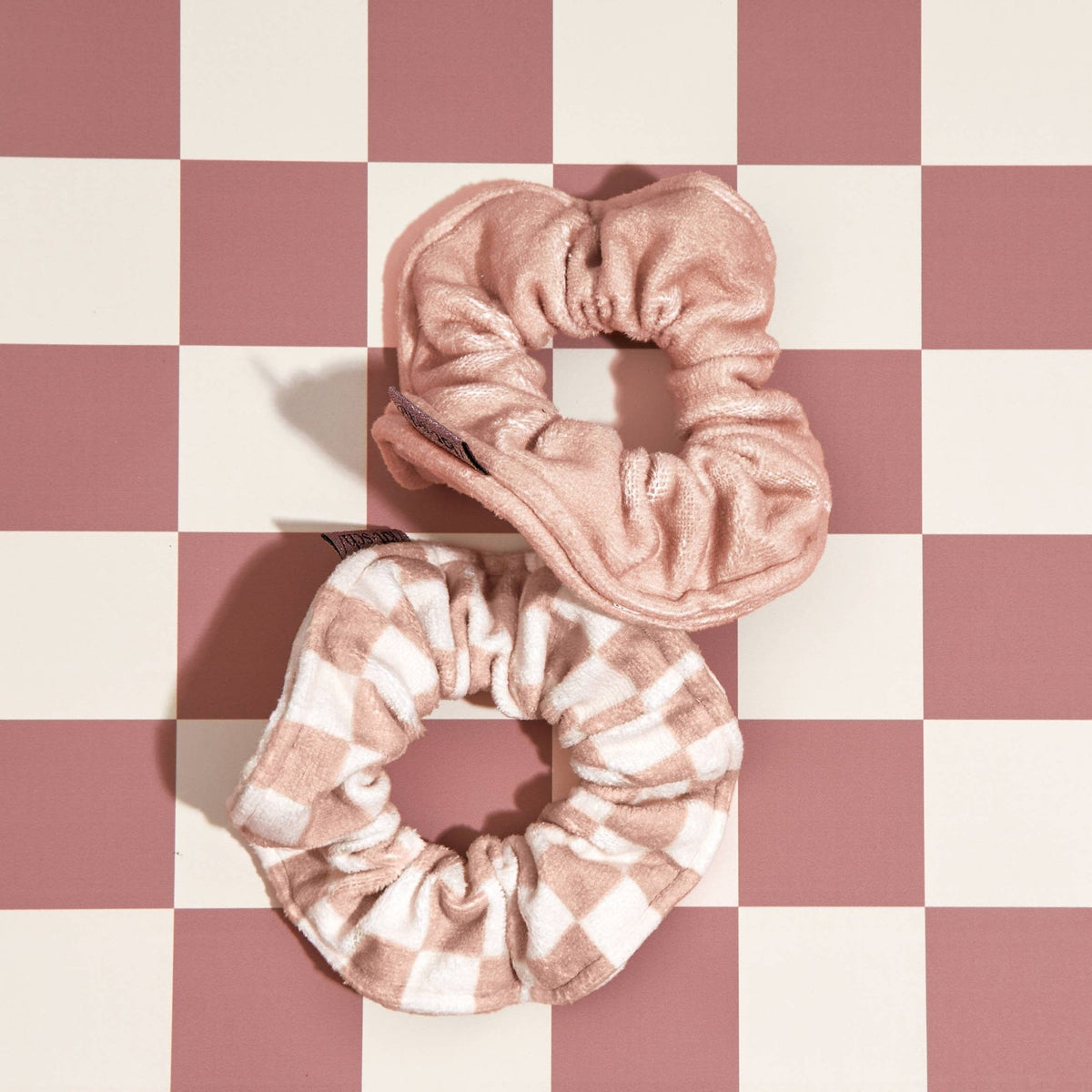 Kitsch Microfibre Quick-Dry Towel Scrunchie 2PC- Terracotta Checker - Bare Face Beauty