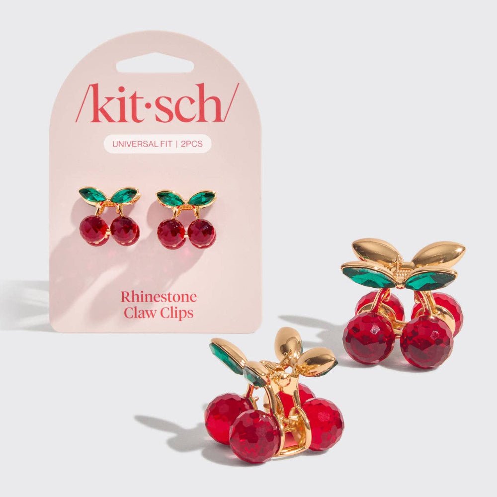 Kitsch Mini Rhinestone Claw Clips 2pc Set - Cherry - Bare Face Beauty