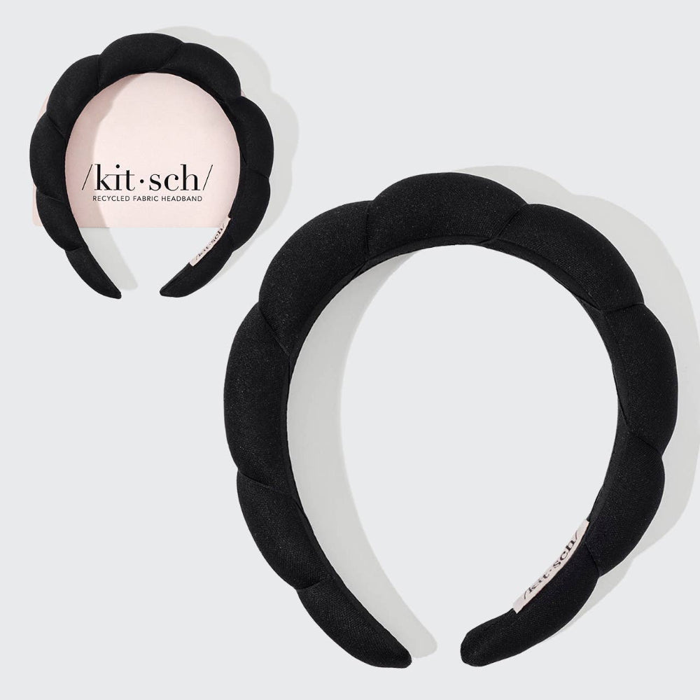 Kitsch Recycled Fabric Puffy Headband 1pc- Black - Bare Face Beauty