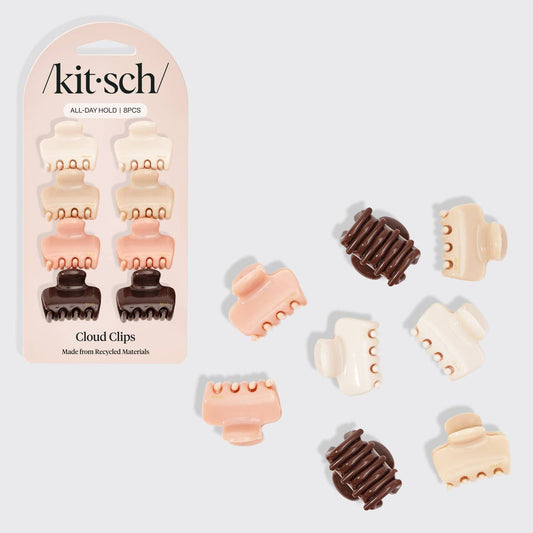 Kitsch Recycled Plastic Mini Cloud Claw Clips 8pc Set - Rosewood - Bare Face Beauty