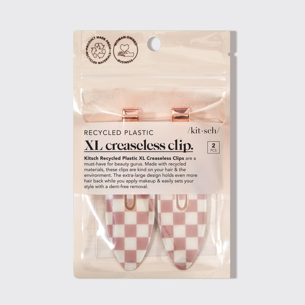 Kitsch Recycled Plastic XL Creaseless Clips 2pc Set -Terracotta - Bare Face Beauty