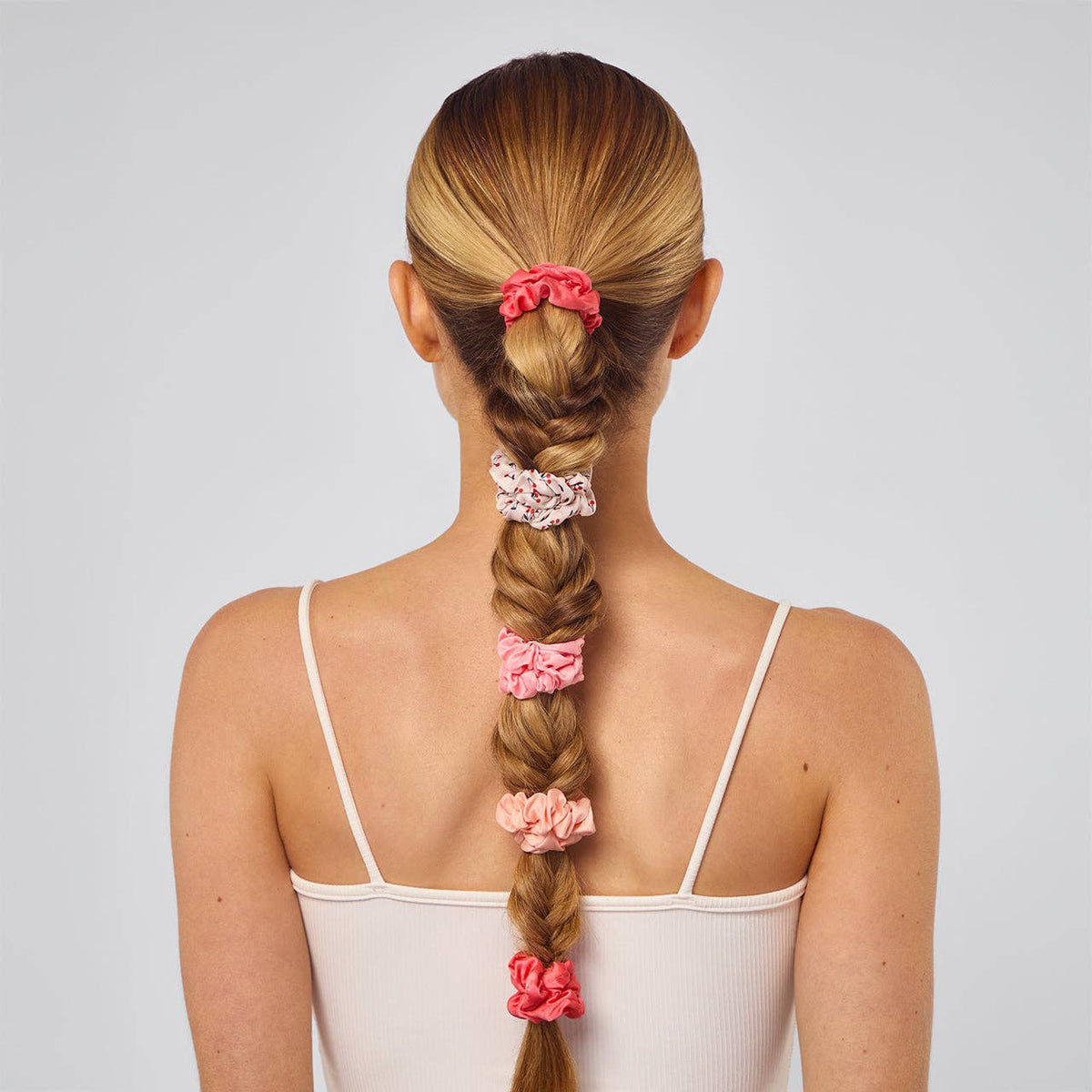 Kitsch Ruched Satin Scrunchies 5pc Set - Assorted Cherry Blossom - Bare Face Beauty