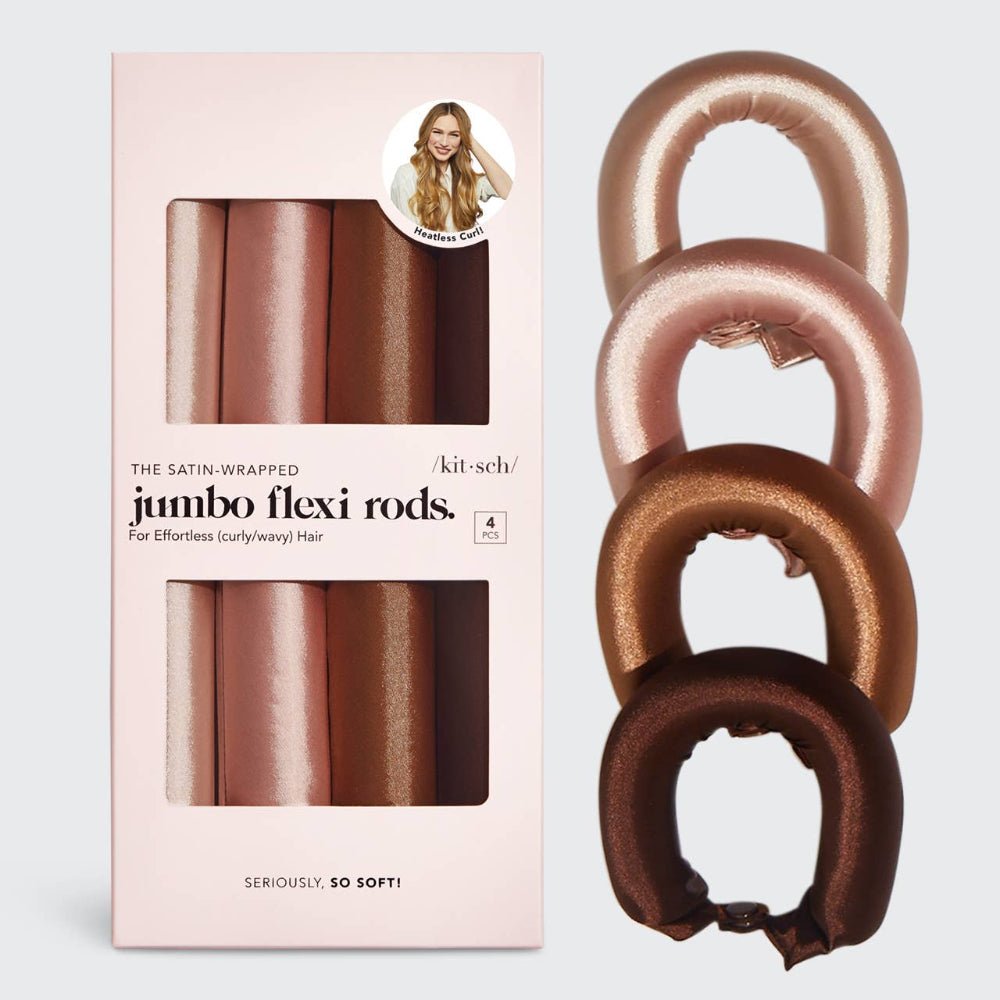 Kitsch Satin Jumbo Flexi Rods 4pc Set- Rosewood - Bare Face Beauty