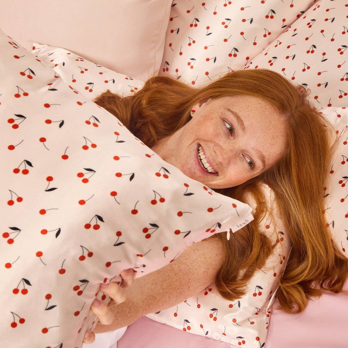 Kitsch Satin Pillowcase Standard - Cherry Print - Bare Face Beauty