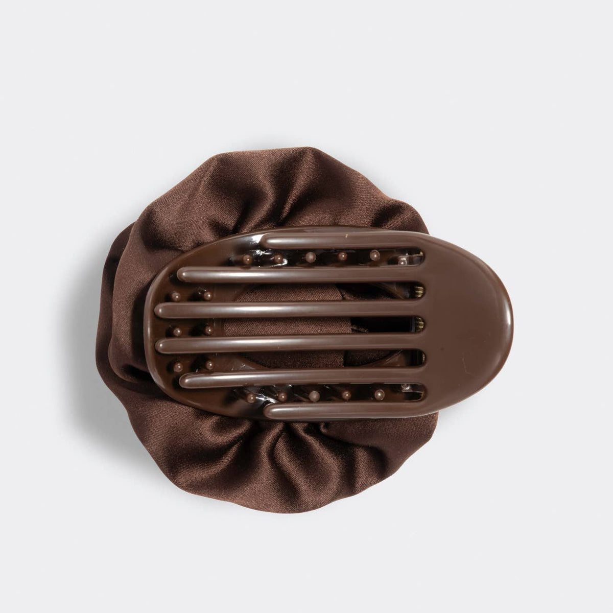 Kitsch Satin Rosette Medium Flat Cloud Clip - Chocolate - Bare Face Beauty
