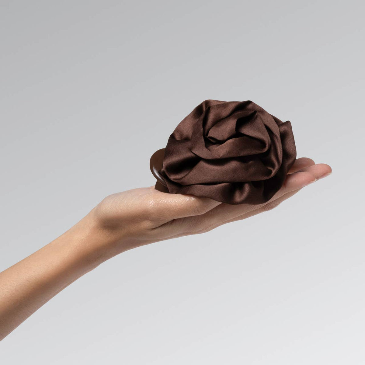 Kitsch Satin Rosette Medium Flat Cloud Clip - Chocolate - Bare Face Beauty