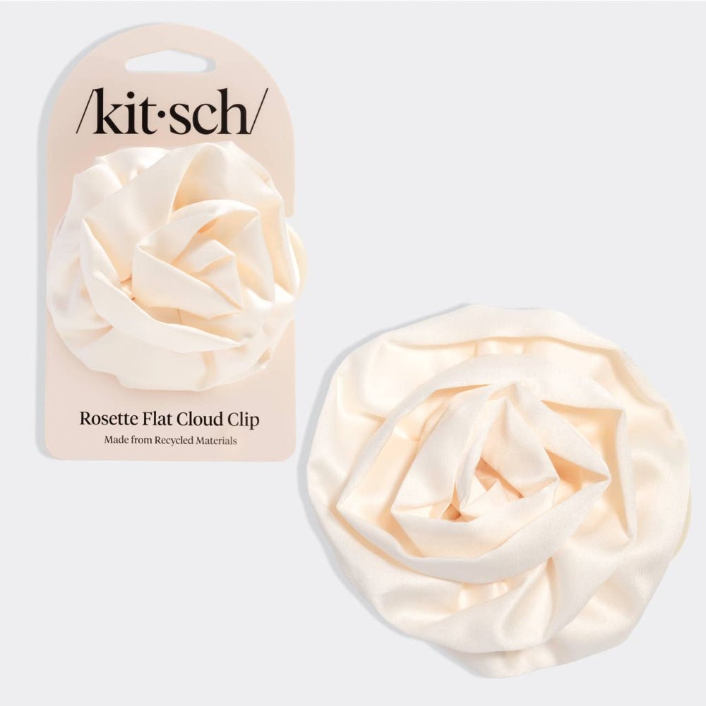 Kitsch Satin Rosette Medium Flat Cloud Clip - Cream - Bare Face Beauty