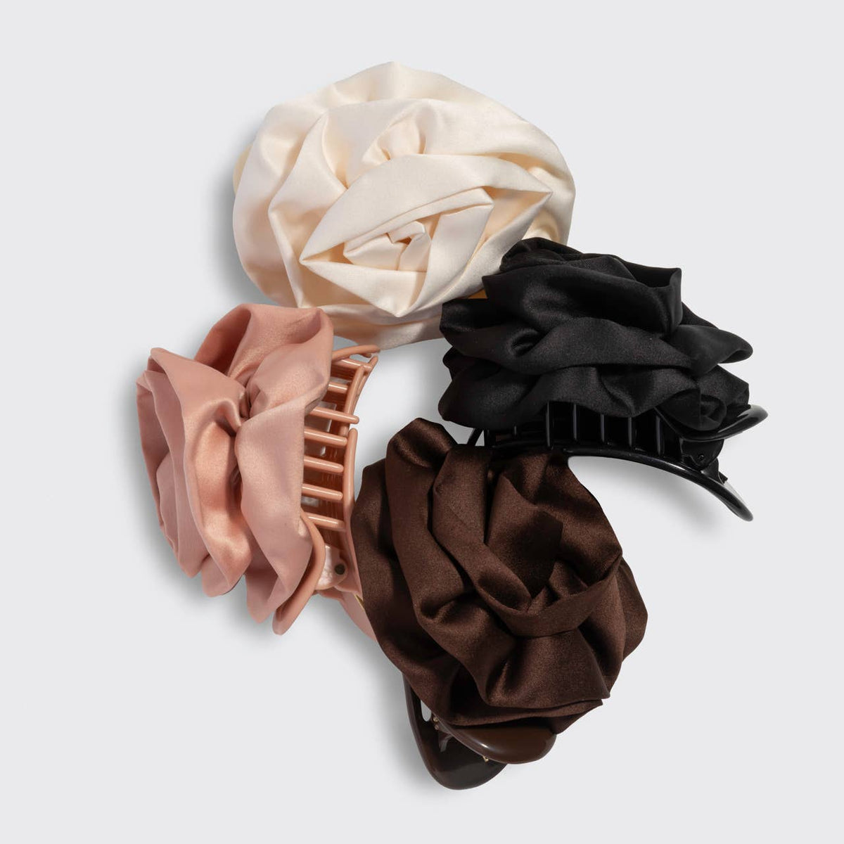 Kitsch Satin Rosette Medium Flat Cloud Clip - Cream - Bare Face Beauty