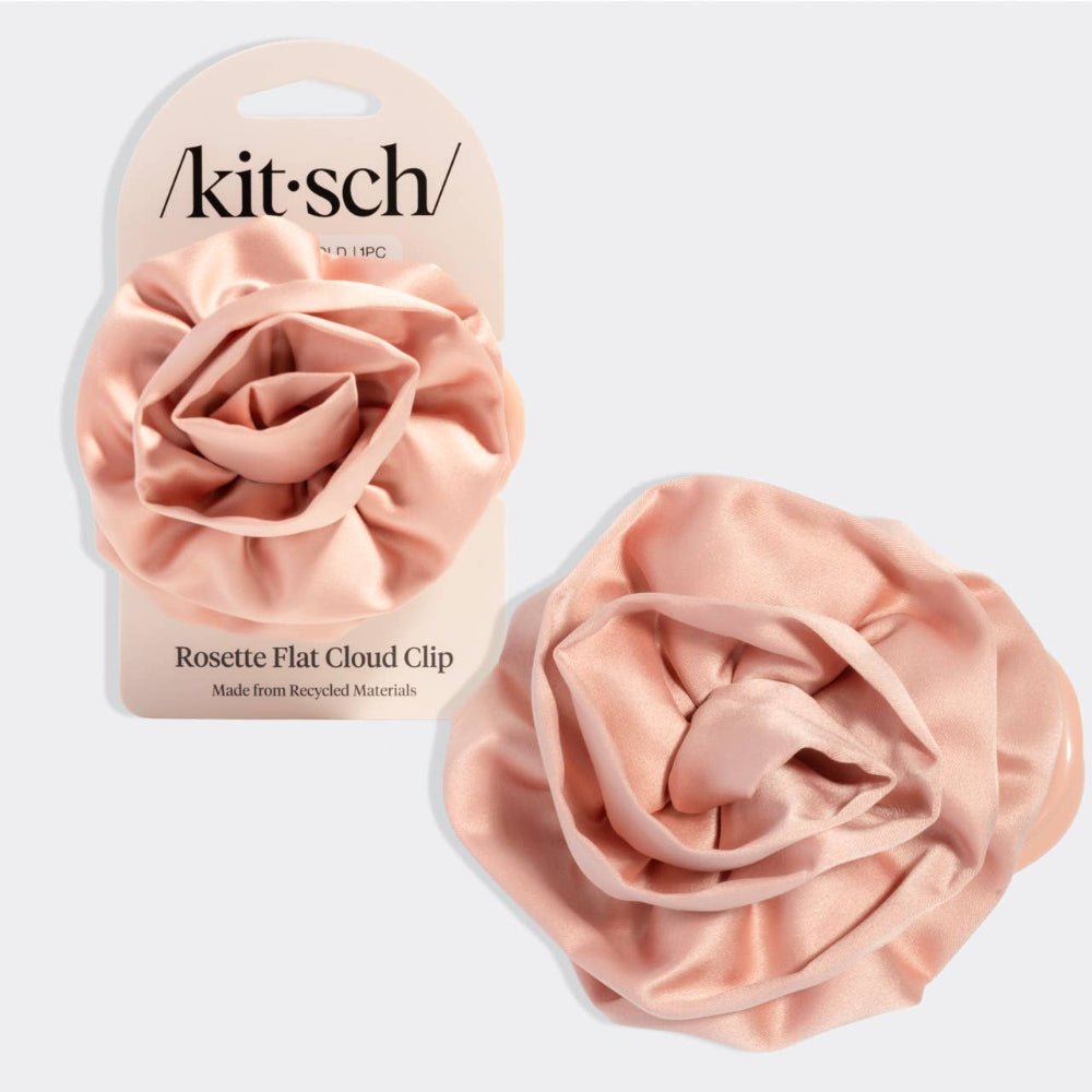 Kitsch Satin Rosette Medium Flat Cloud Clip - Terracotta - Bare Face Beauty