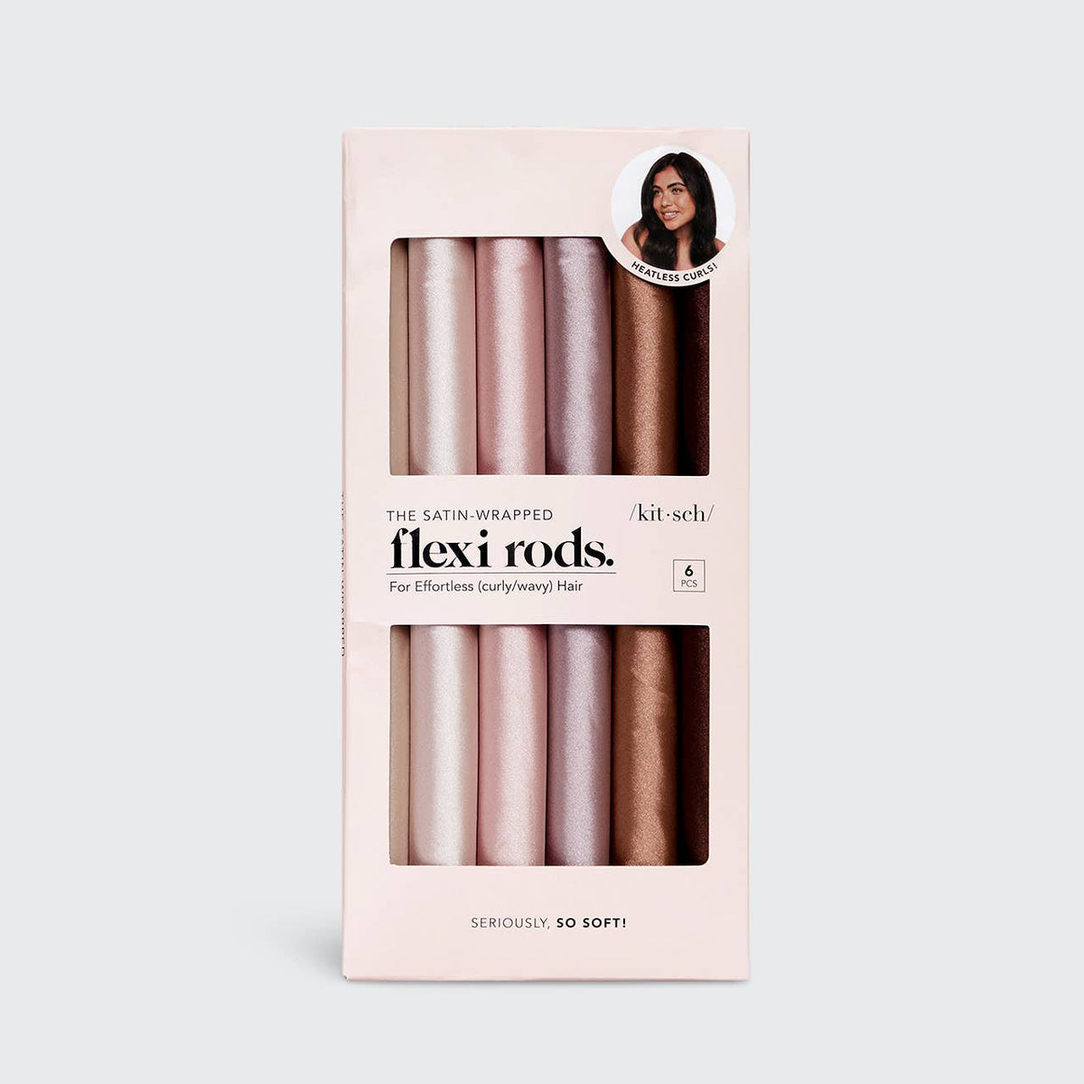 Kitsch Satin Wrapped Flexi Rods 6pc Set - Rosewood - Bare Face Beauty