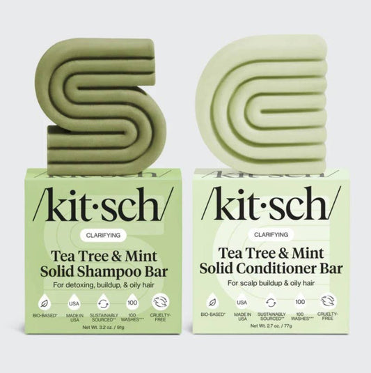 Kitsch Tea Tree & Mint Clarifying Shampoo & Conditioner Bar Combo - Bare Face Beauty