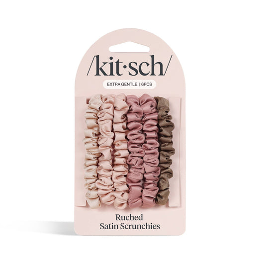 Kitsch Ultra Petite Satin Scrunchies 6pc - Terracotta - Bare Face Beauty