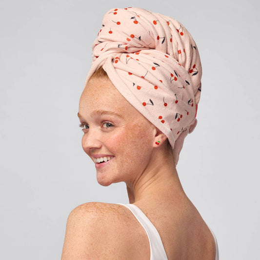 Kitsch XL Hair Towel Wrap - Cherry Print - Bare Face Beauty