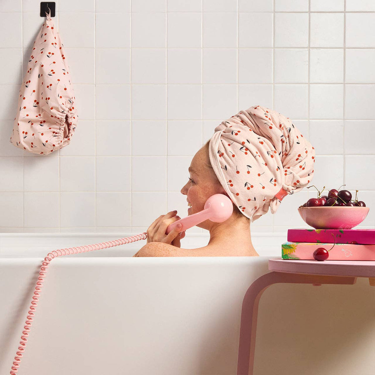 Kitsch XL Hair Towel Wrap - Cherry Print - Bare Face Beauty