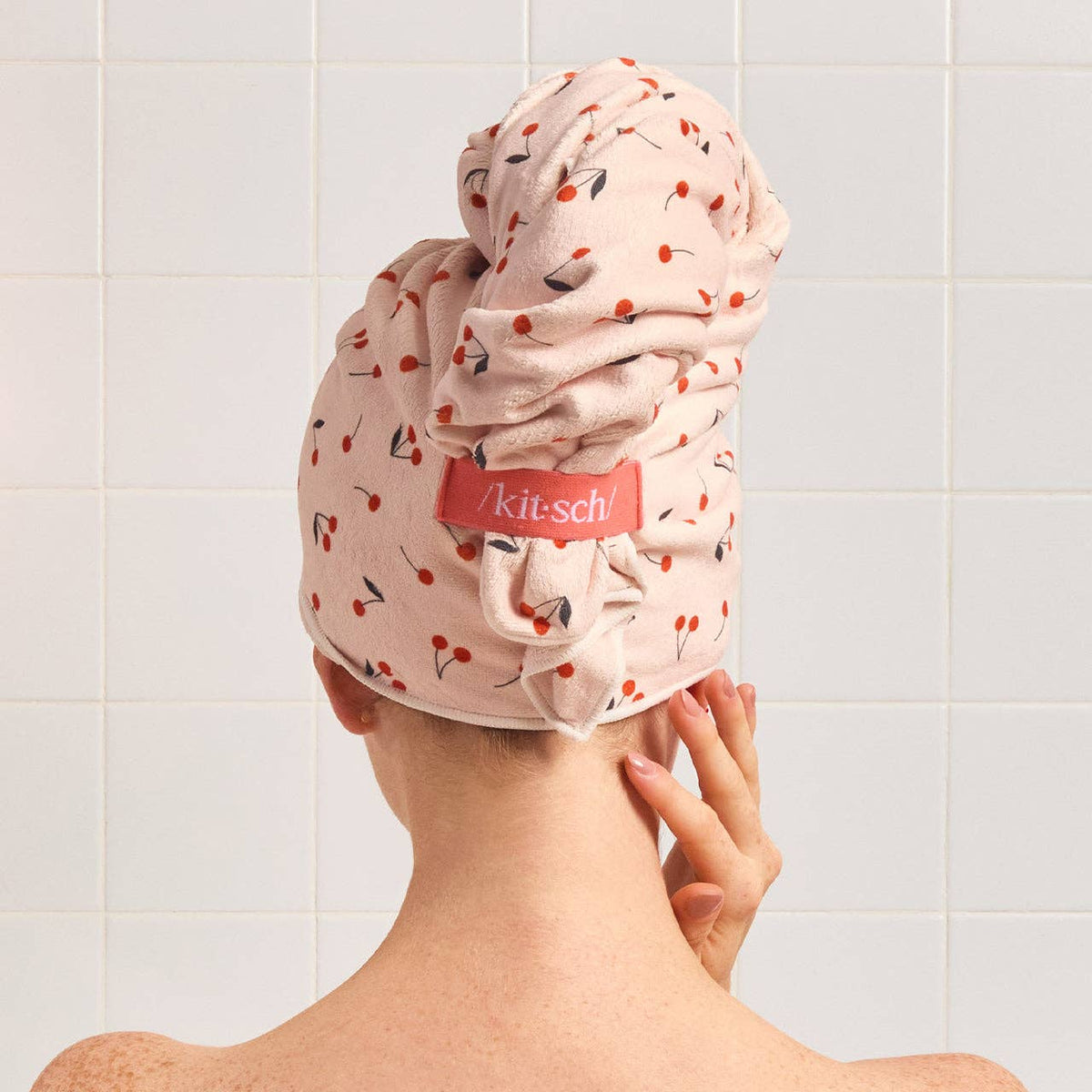 Kitsch XL Hair Towel Wrap - Cherry Print - Bare Face Beauty
