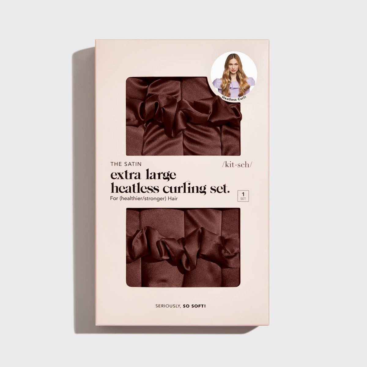 Kitsch XL Satin Heatless Curling Set - Chocolate - Bare Face Beauty