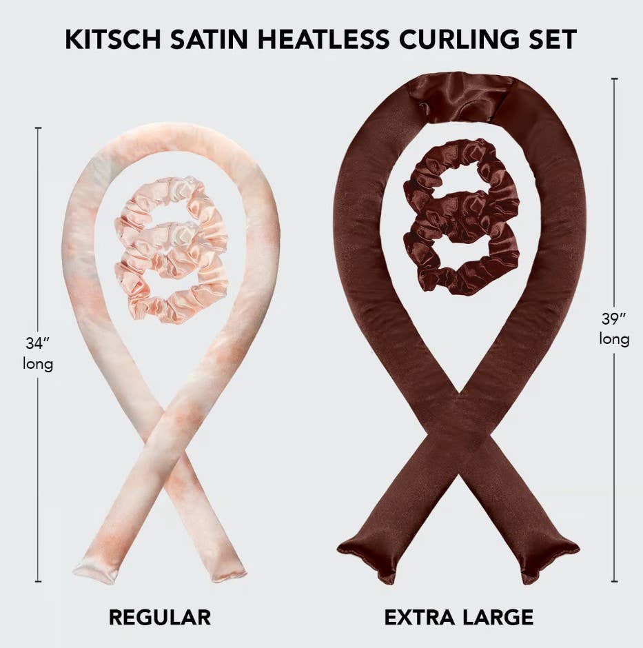 Kitsch XL Satin Heatless Curling Set - Chocolate - Bare Face Beauty