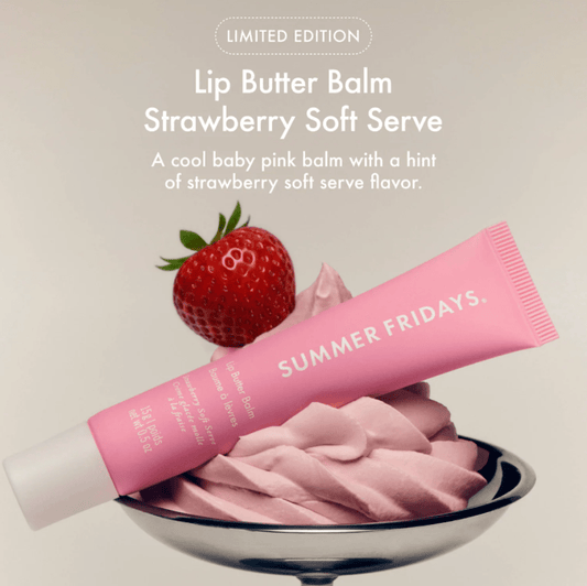 SUMMER FRIDAYS Lip Butter Balm 15g - Strawberry Soft Serve - Limited Edition - Bare Face Beauty